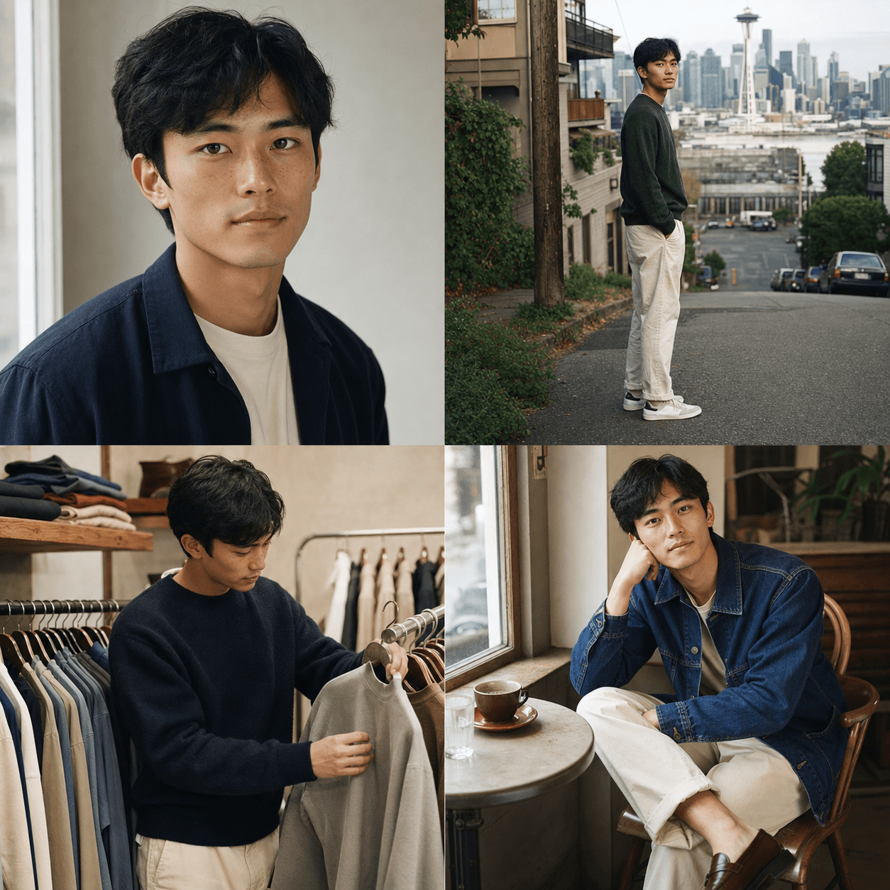 Four-view identity board for KOTS stylist Leo Tan