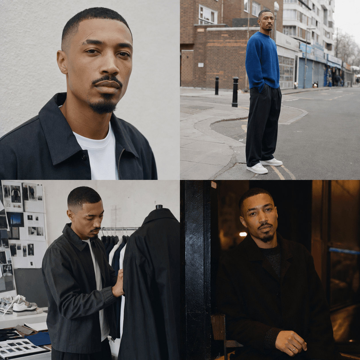Four-view identity board for KOTS stylist Reece Marshall